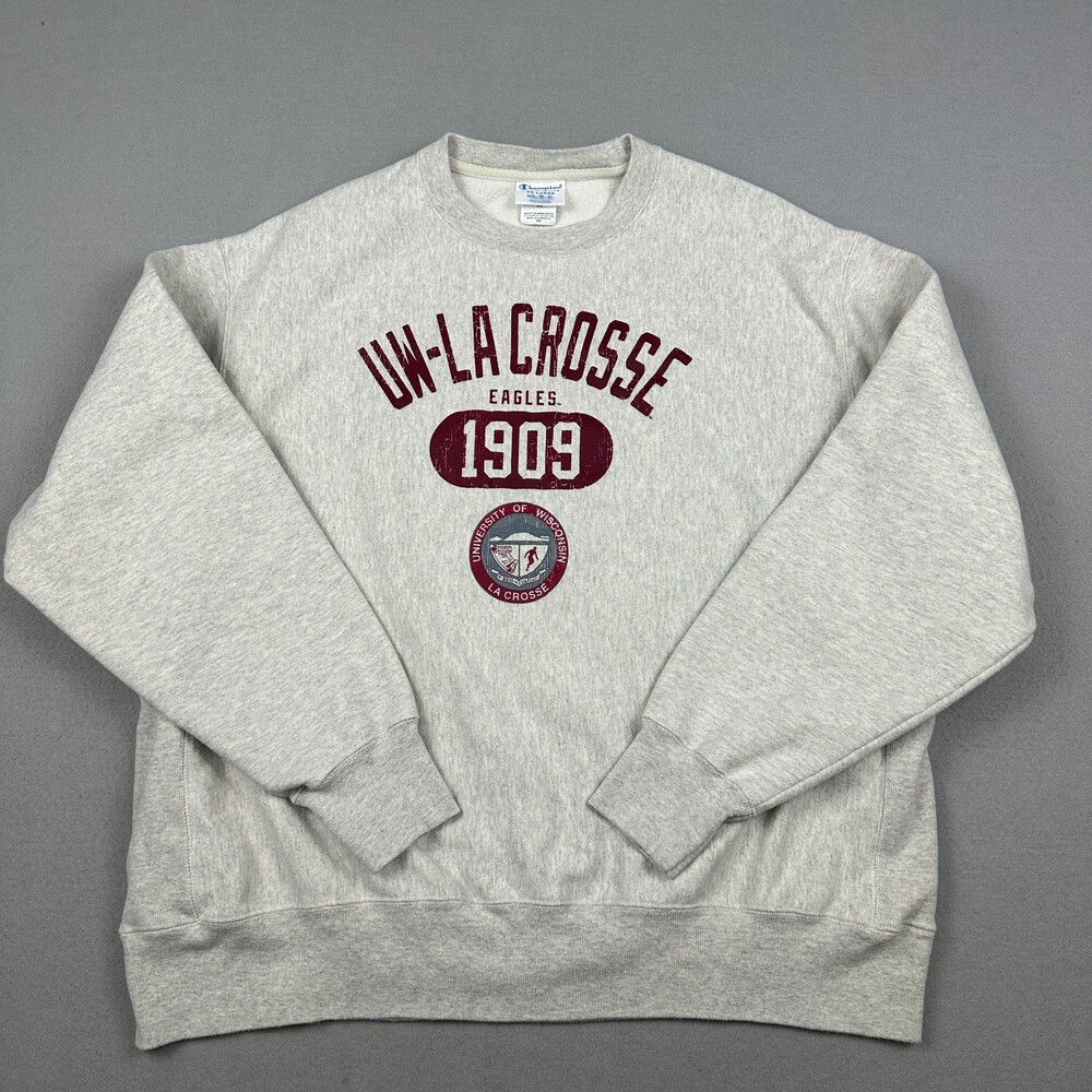 Wisconsin Badgers Sweatshirt Men 2XL Gray Champion Reverse Weave UW Lacrosse XXL